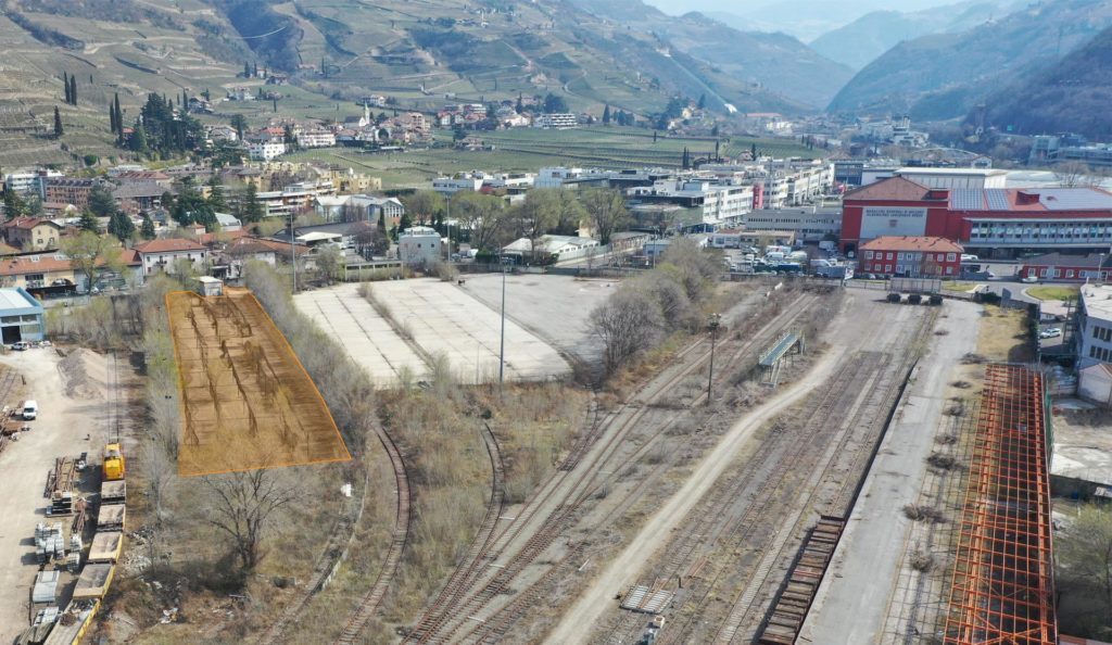 Aerial View of the area behind the train station
